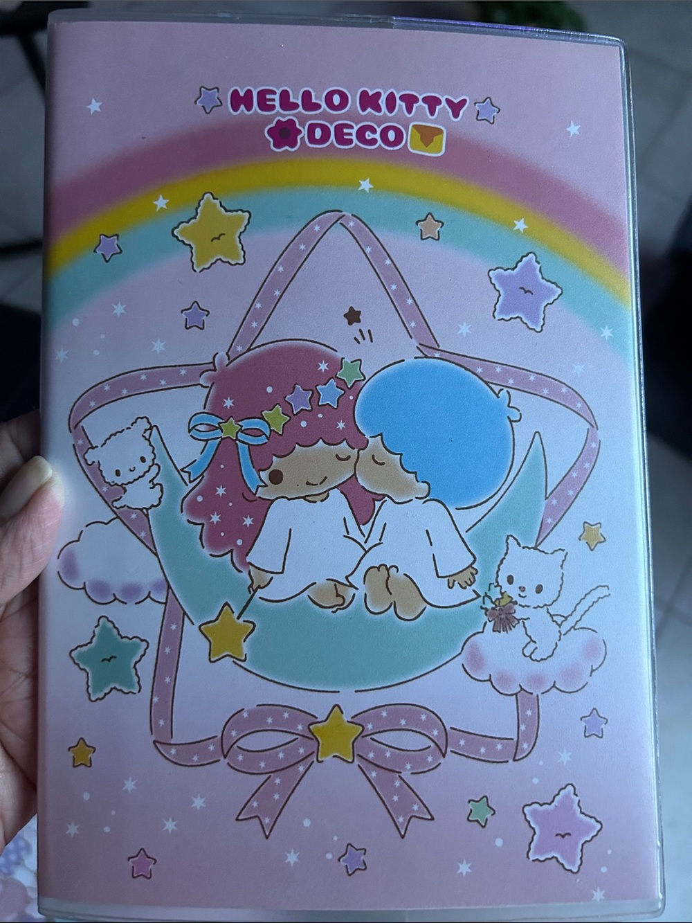 Hello Kitty Deco Pink Rainbow Notebook with Pastel Star Artwork